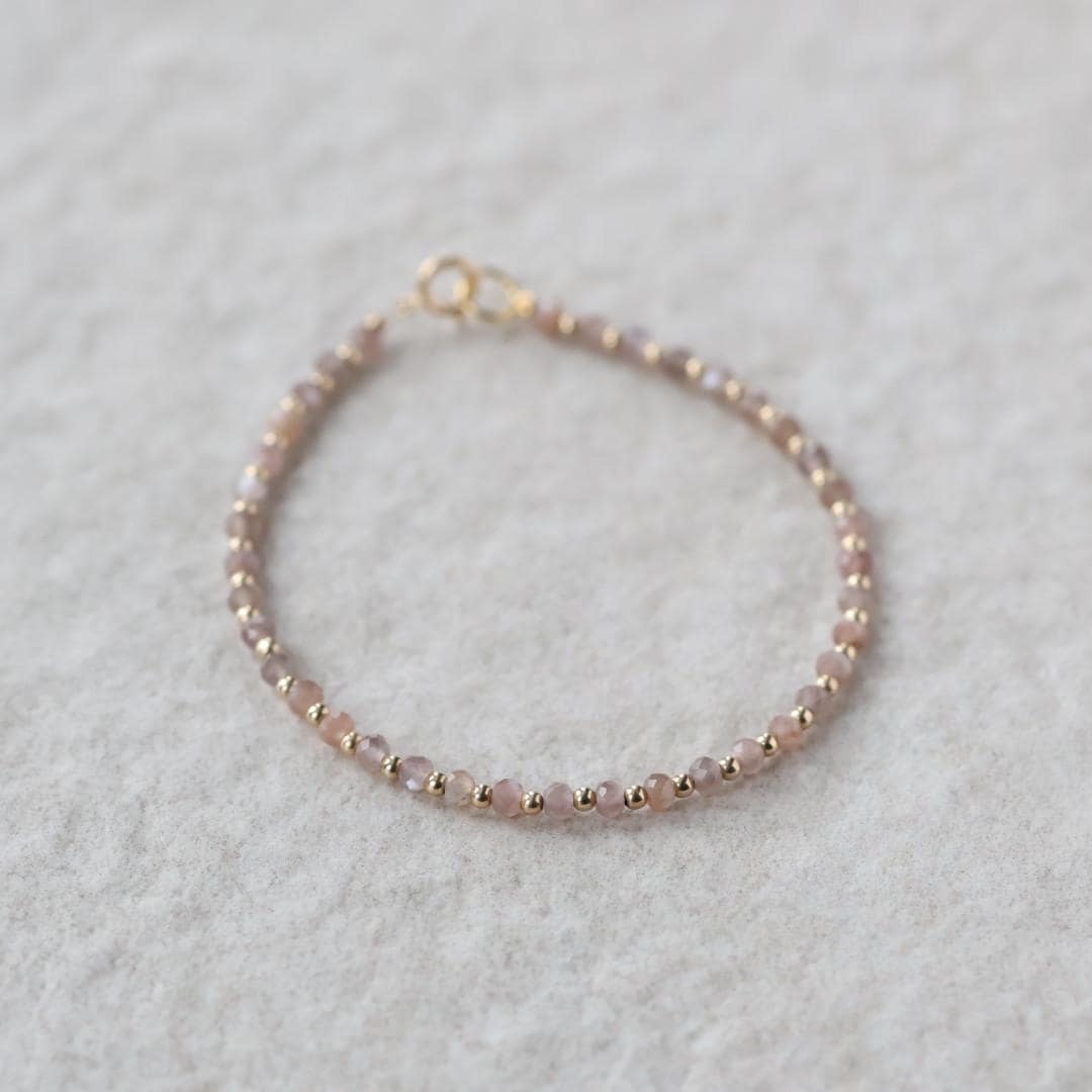 Chocolate Moonstone Bracelet Dainty Gemstone Beaded Jewelry Minimalist June Birthstone Birthday Gift for Women Mom Wife Friend Daughter