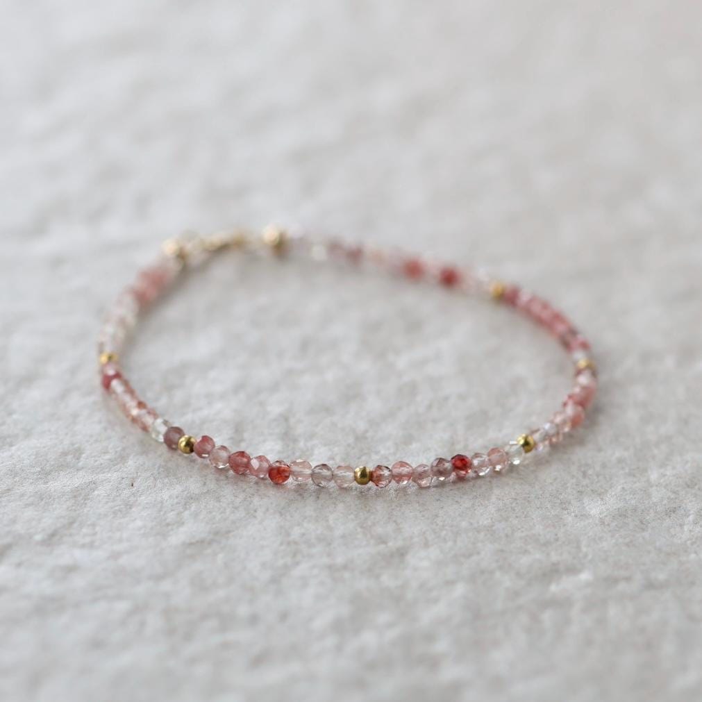 Tiny Andesine Bracelet Dainty Gemstone Beaded Bracelet Crystal Minimalist Jewelry Stacking Healing Birthday Gift for Bridesmaid Wife Host