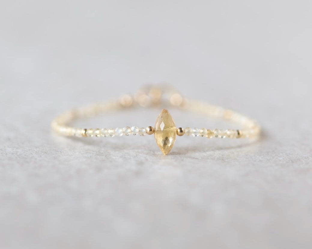 Dainty Citrine Beaded Bracelet