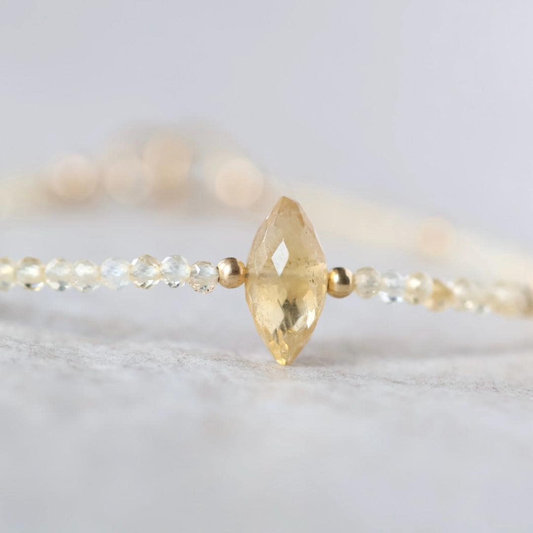 Dainty Citrine Beaded Bracelet