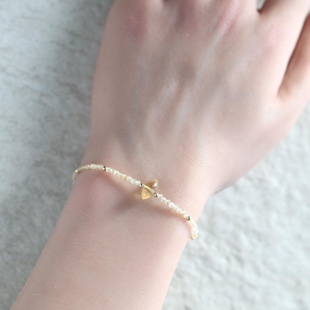 Dainty Citrine Beaded Bracelet