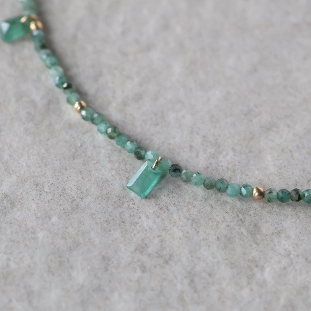 Dainty Emerald Beaded Necklace