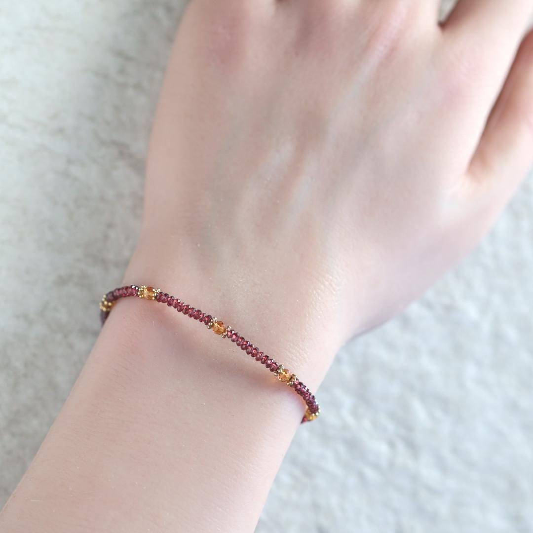 Dainty Garnet and Madeira Citrine Bracelet