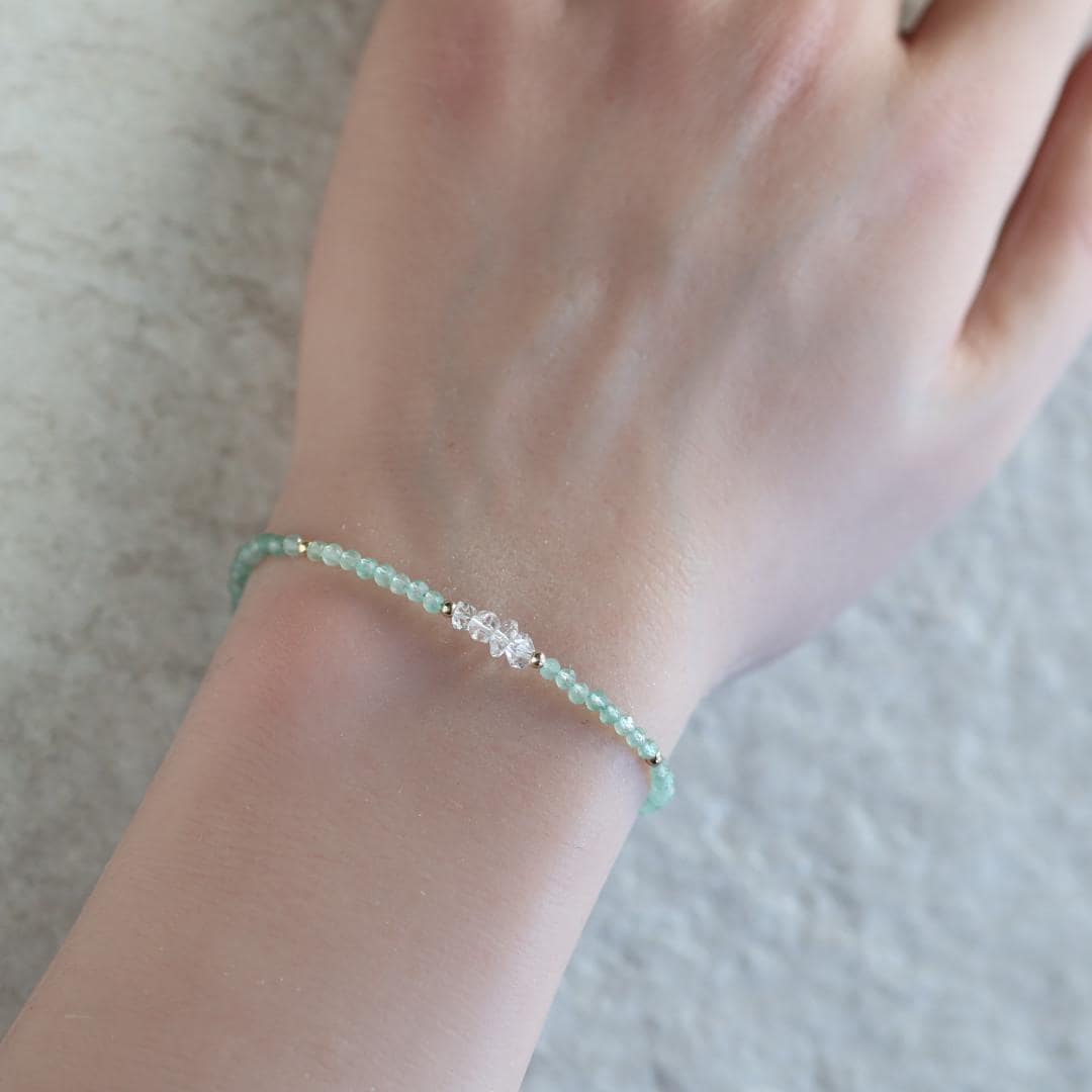 Dainty Green Aventurine and Herkimer Diamond Bracelet