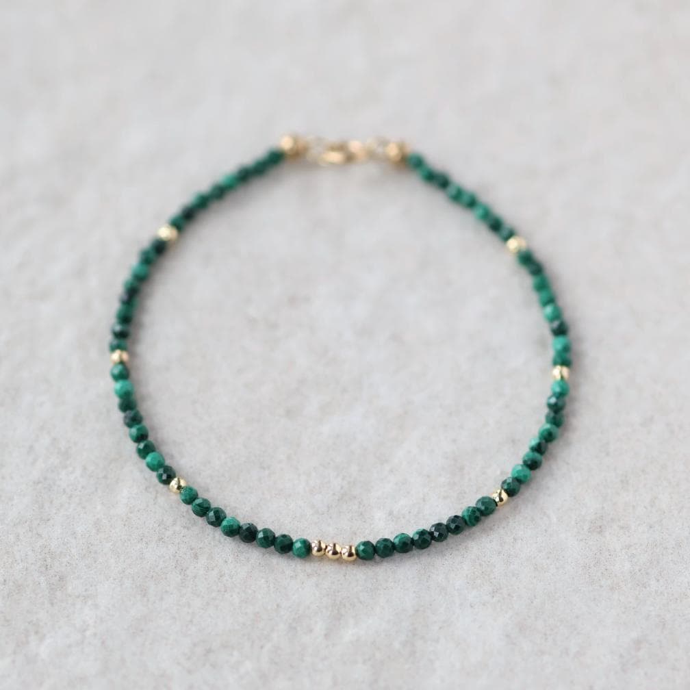 Tiny Malachite Bracelet Dainty Green Gemstone Beaded Jewelry Minimalist Bracelet Chic Everyday Jewelry Stacking Gift for Women Bridesmaids