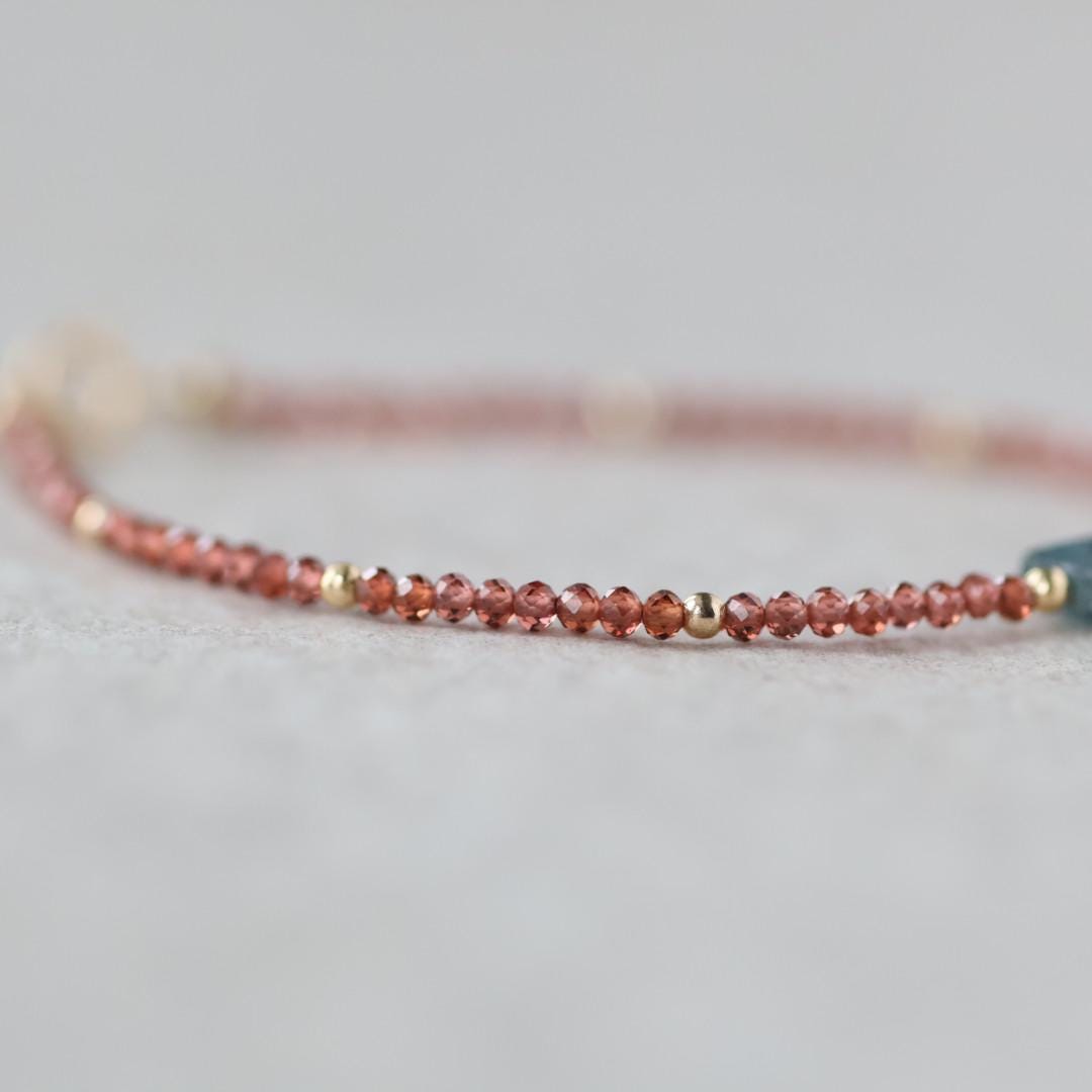 Tiny Teal Kyanite Bracelet Dainty Garnet Gemstone Beaded Bracelet Crystal Minimalist Jewelry Everyday Birthday Gift for Mom Wife Women