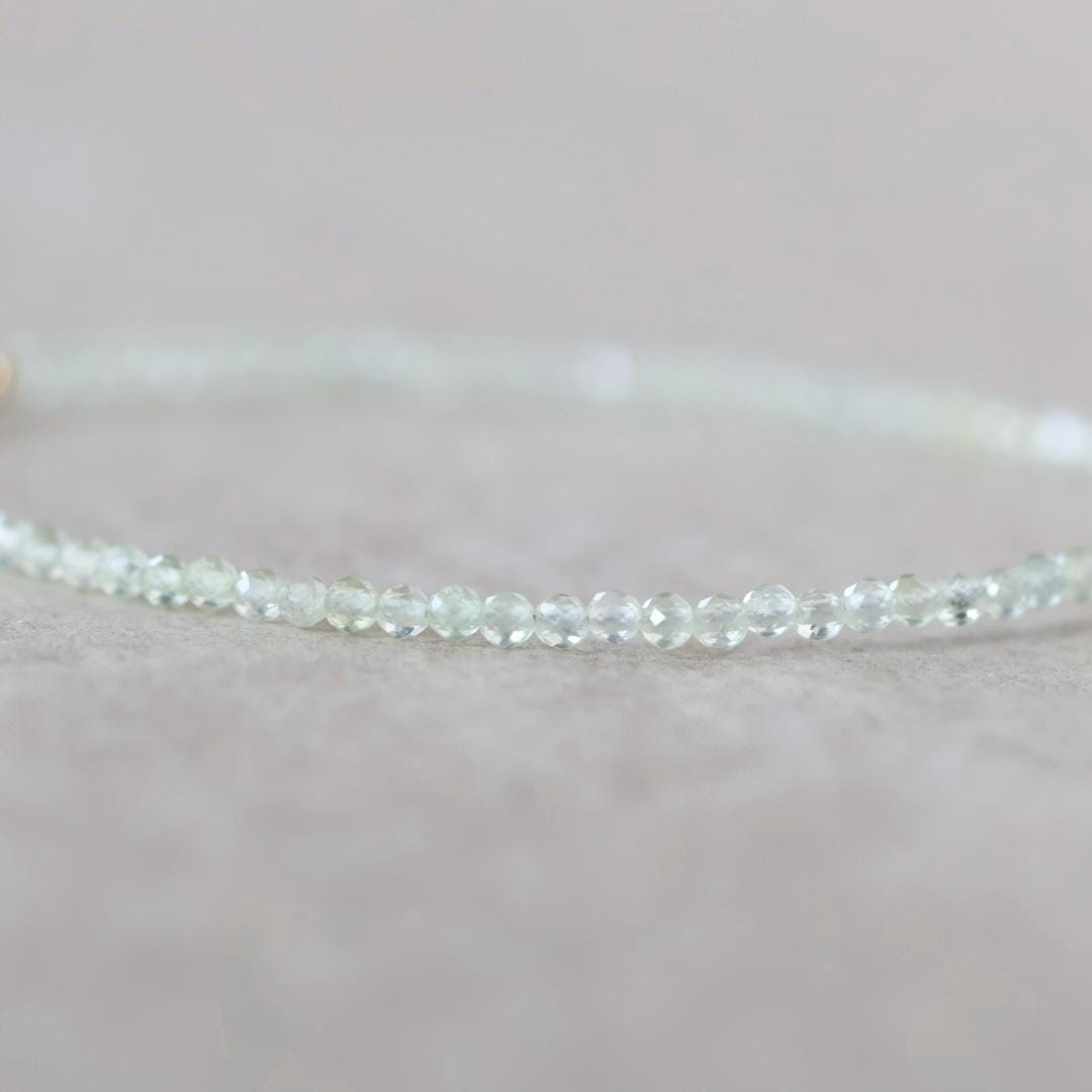 Tiny Prehnite Bracelet Dainty Citrine Gemstone Beaded Bracelet Green Healing Crystal Jewelry Minimalist Birthday Gift for Women Wife