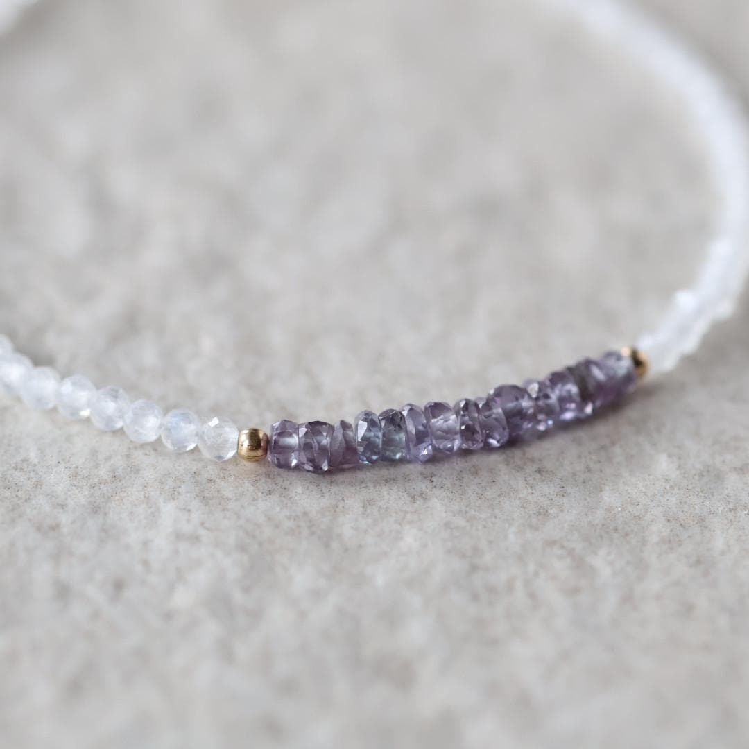 Tiny Alexandrite Bracelet Dainty Moonstone Gemstone Beaded Jewelry Minimalist Stacking Bracelet Skinny June Birthstone Gift Bridesmaid Mom