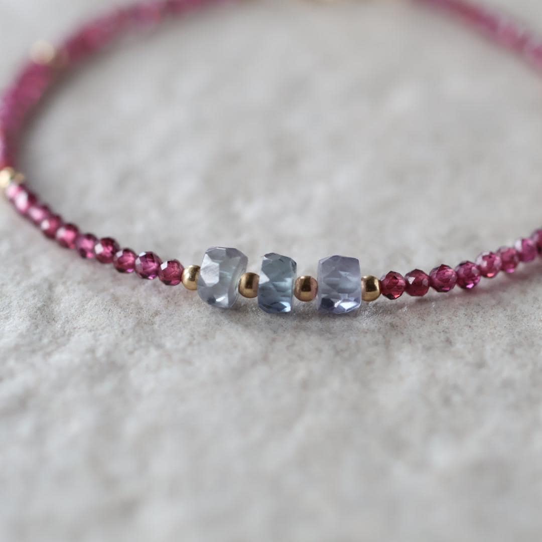 Tiny Alexandrite Bracelet Dainty Rhodolite Garnet Gemstone Beaded Jewelry Minimalist Stacking Bracelet Birthstone Birthday Gift Mom Wife