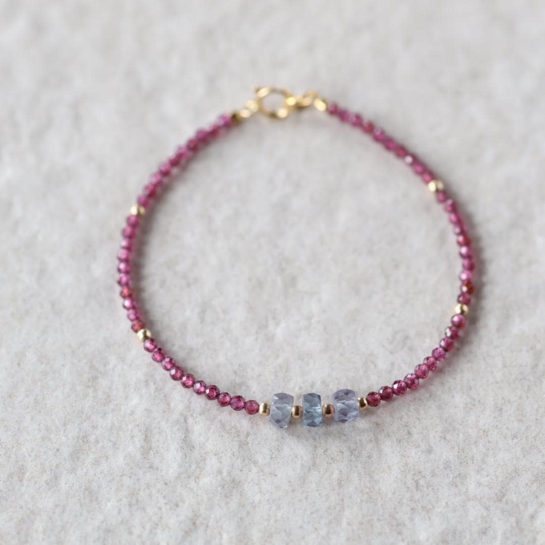 Tiny Alexandrite Bracelet Dainty Rhodolite Garnet Gemstone Beaded Jewelry Minimalist Stacking Bracelet Birthstone Birthday Gift Mom Wife