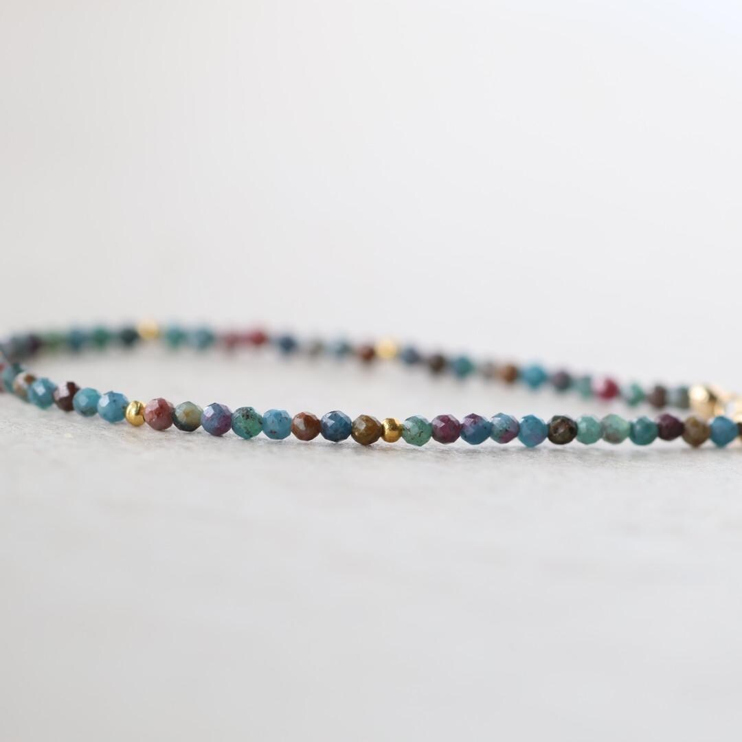 Tiny Ruby in Kyanite Bracelet Dainty Gemstone Beaded Bracelet Colorful Crystal Minimalist Jewelry Boho Wedding Gift Host Wife Bridesmaid