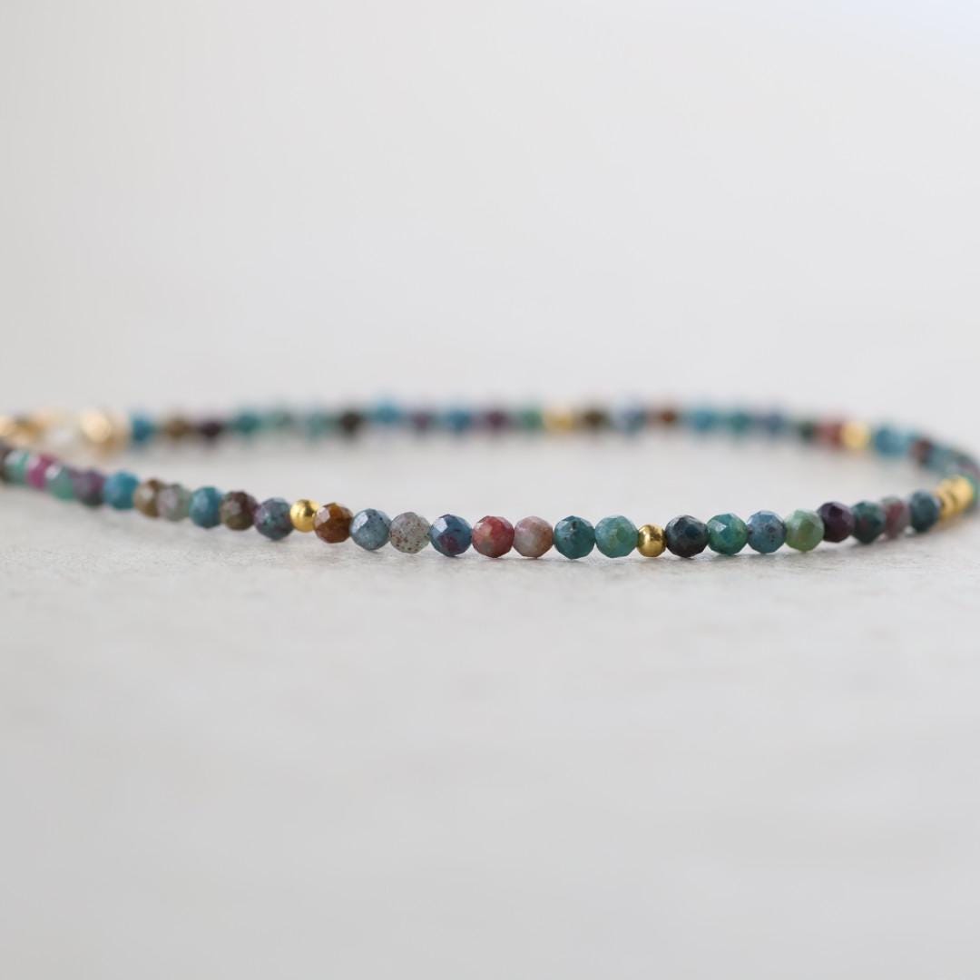 Tiny Ruby in Kyanite Bracelet Dainty Gemstone Beaded Bracelet Colorful Crystal Minimalist Jewelry Boho Wedding Gift Host Wife Bridesmaid