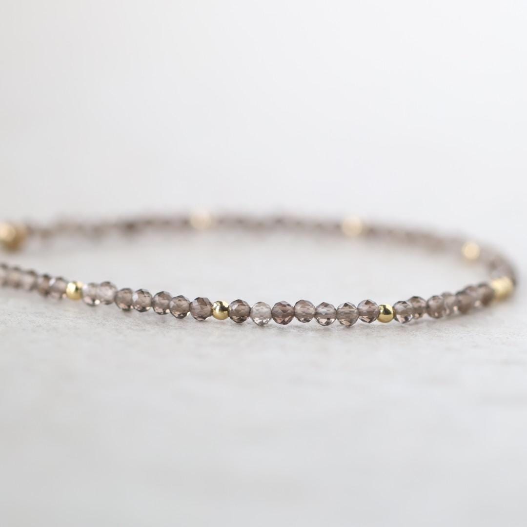 Tiny Smoky Quartz Bracelet Dainty Gemstone Beaded Bracelet Brown Crystal Minimalist Jewelry Everyday Birthday Gift Daughter Wife Bridesmaids