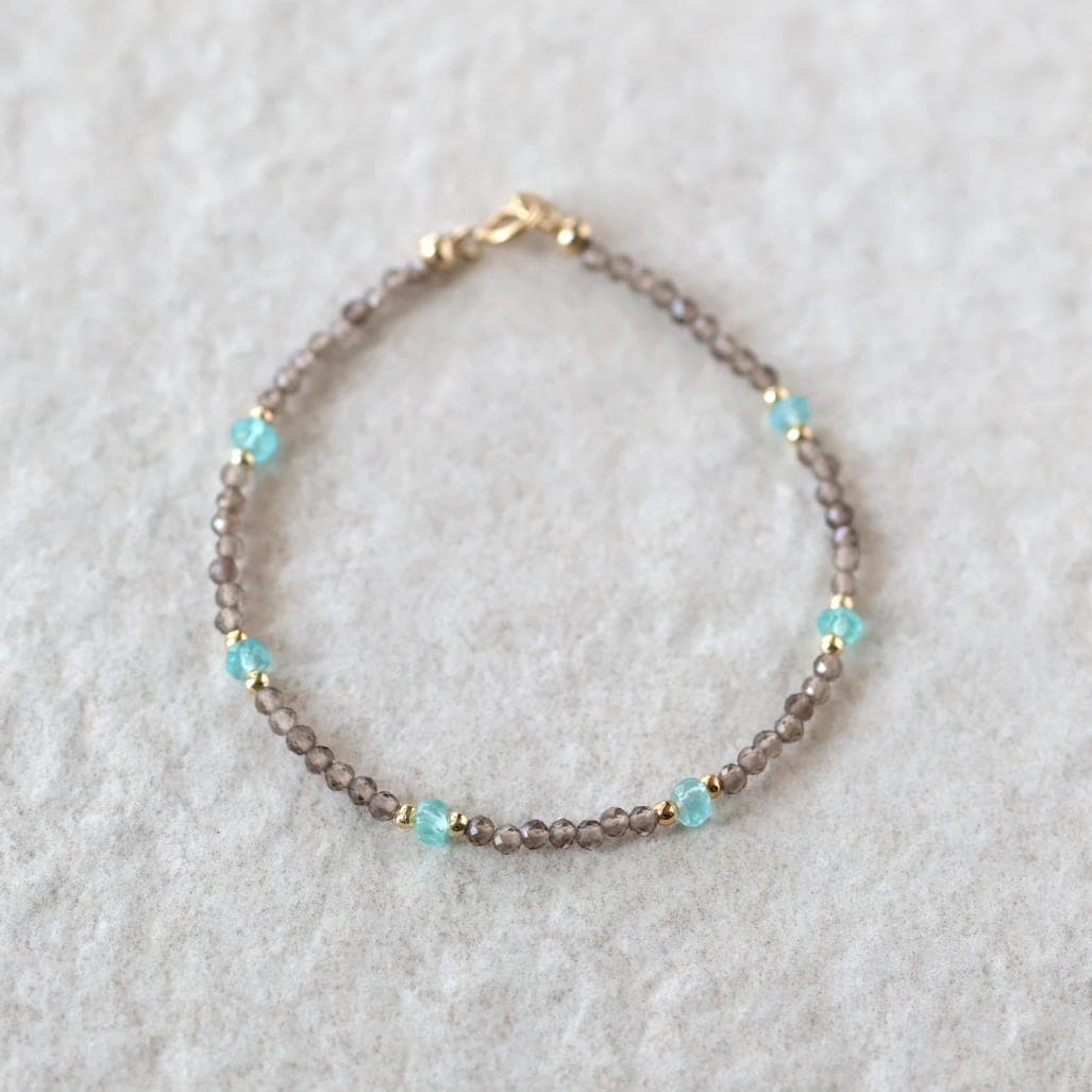 Dainty Smoky Quartz and Neon Apatite Bracelet
