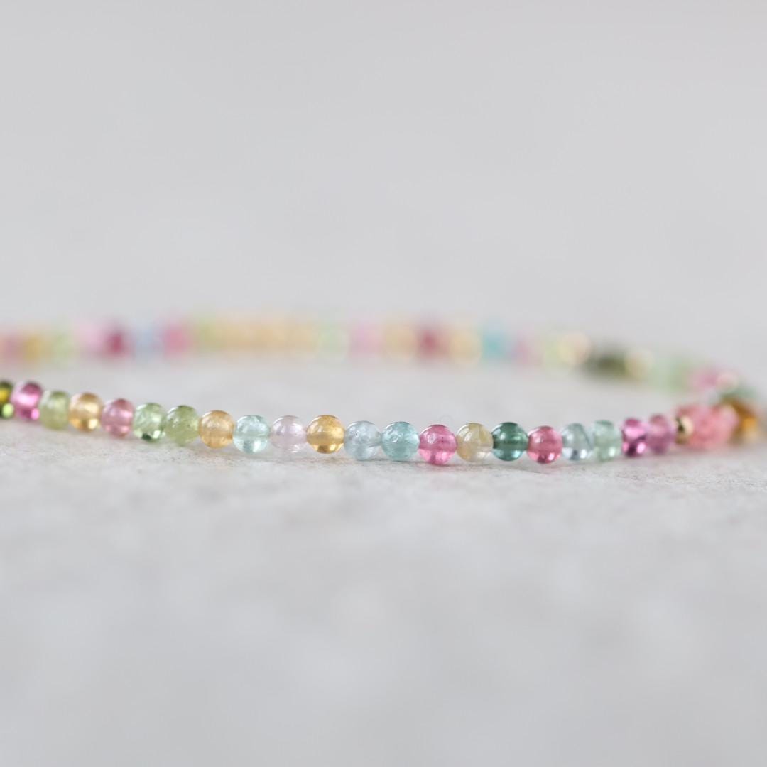 Tiny Watermelon Tourmaline Bracelet Dainty Tourmaline Jewelry Minimalist Bracelet Rainbow Crystal bracelet October Birthstone Birthday Gift