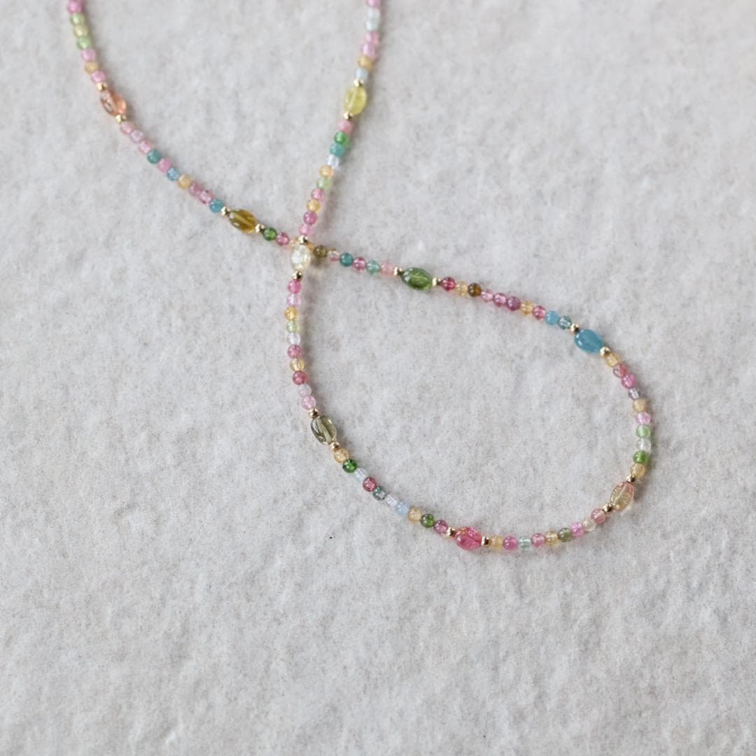 Dainty Watermelon Tourmaline Necklace Beaded Choker Colorful Layering Gemstone Crystal Minimalist Jewelry Birthday Gift October Birthstone