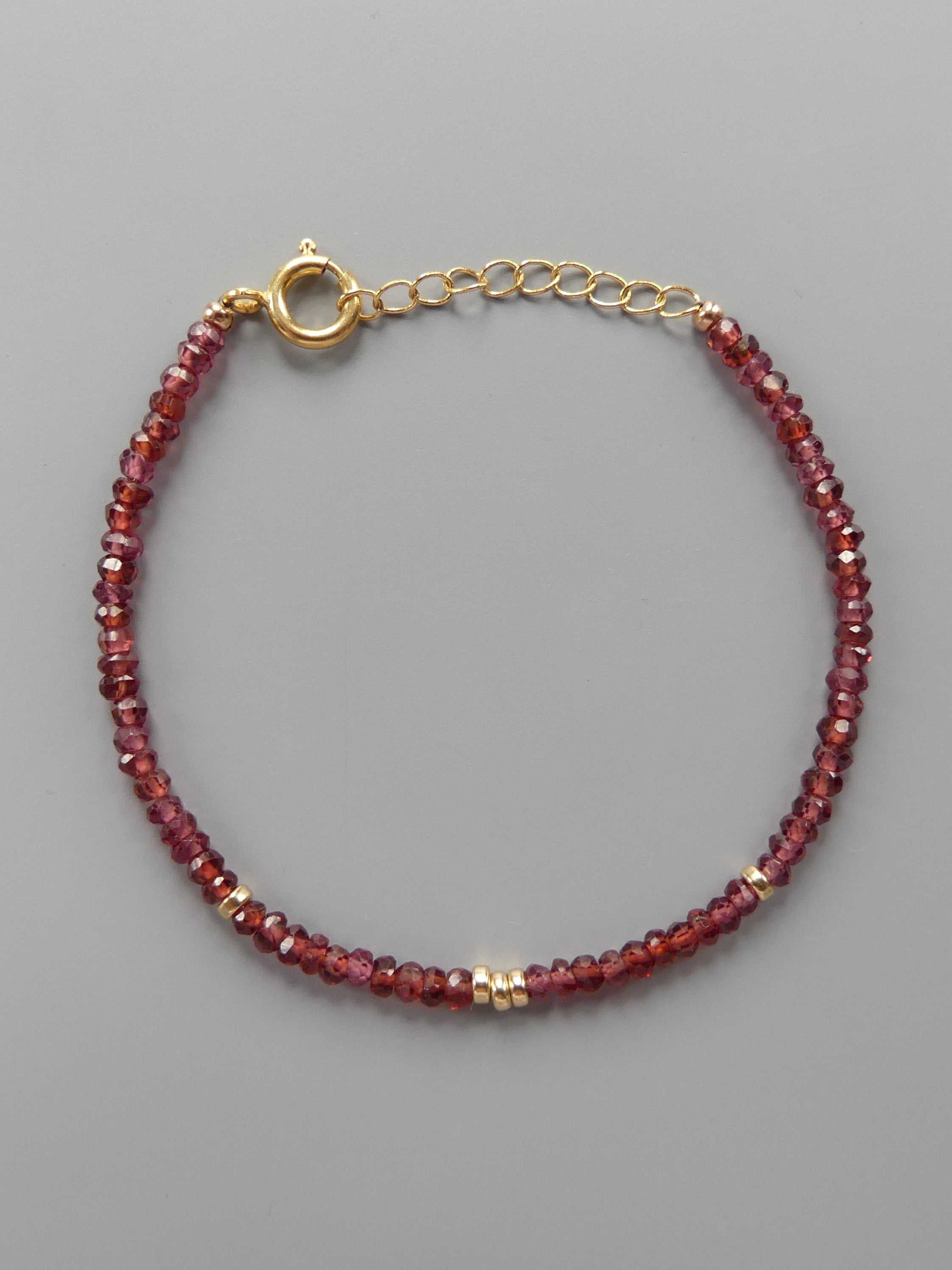 delicate Mozambique garnet bracelet hand-faceted garnet rondels January birthstone jewelry unique meaningful birthday gift for women handmade jewelry