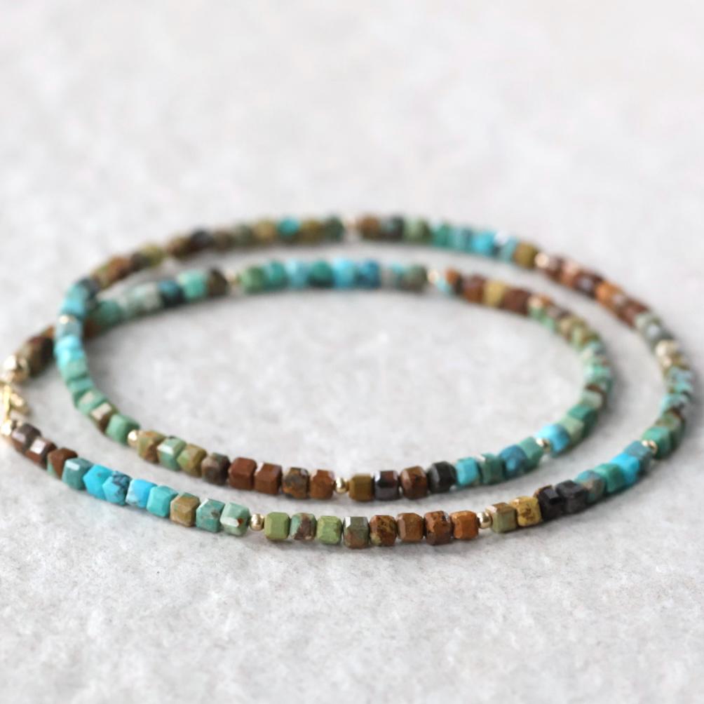 Dainty Arizona Turquoise Necklace Beaded Choker Layering Gemstone Crystal Necklace Minimalist Jewelry Gift December Birthstone Mom Wife Aunt
