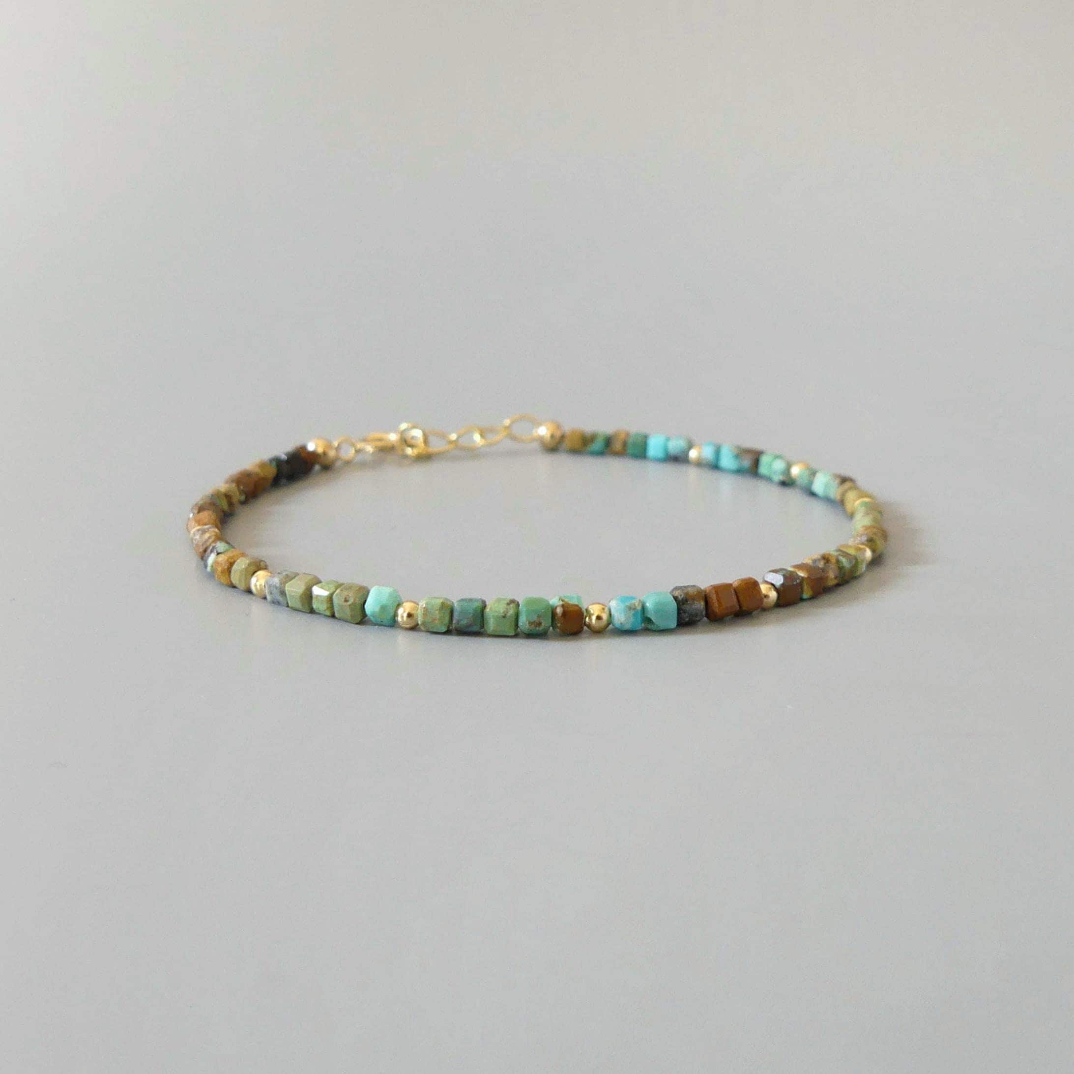 Tiny Arizona Turquoise Bracelet -Dainty Multicolor Turquoise Jewelry