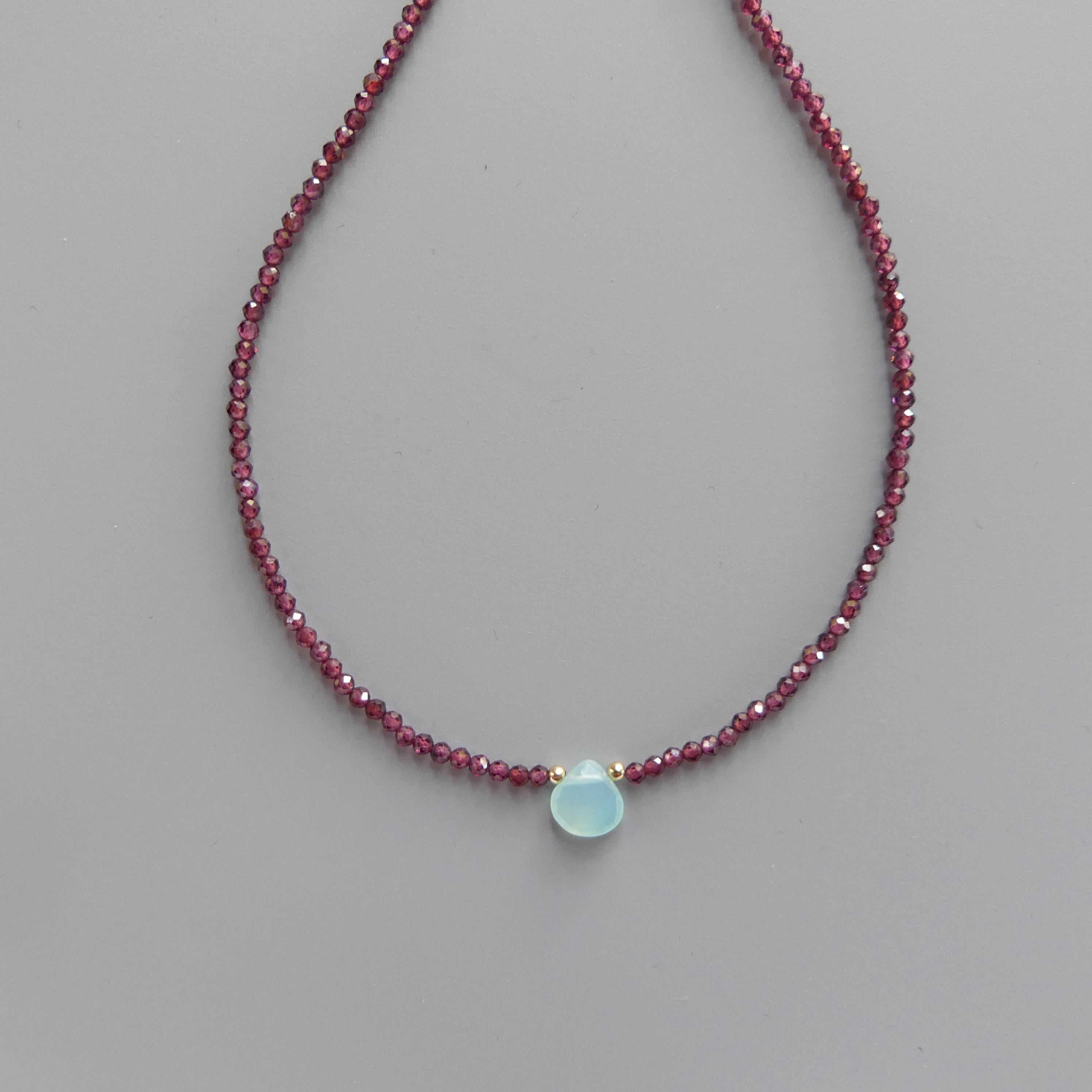 Tiny Garnet Beaded Necklace Dainty Garnet Choker Red Crystal Necklace Minimalist Jewelry Boho Chic Birthday Gift January Birthstone Wife Mom