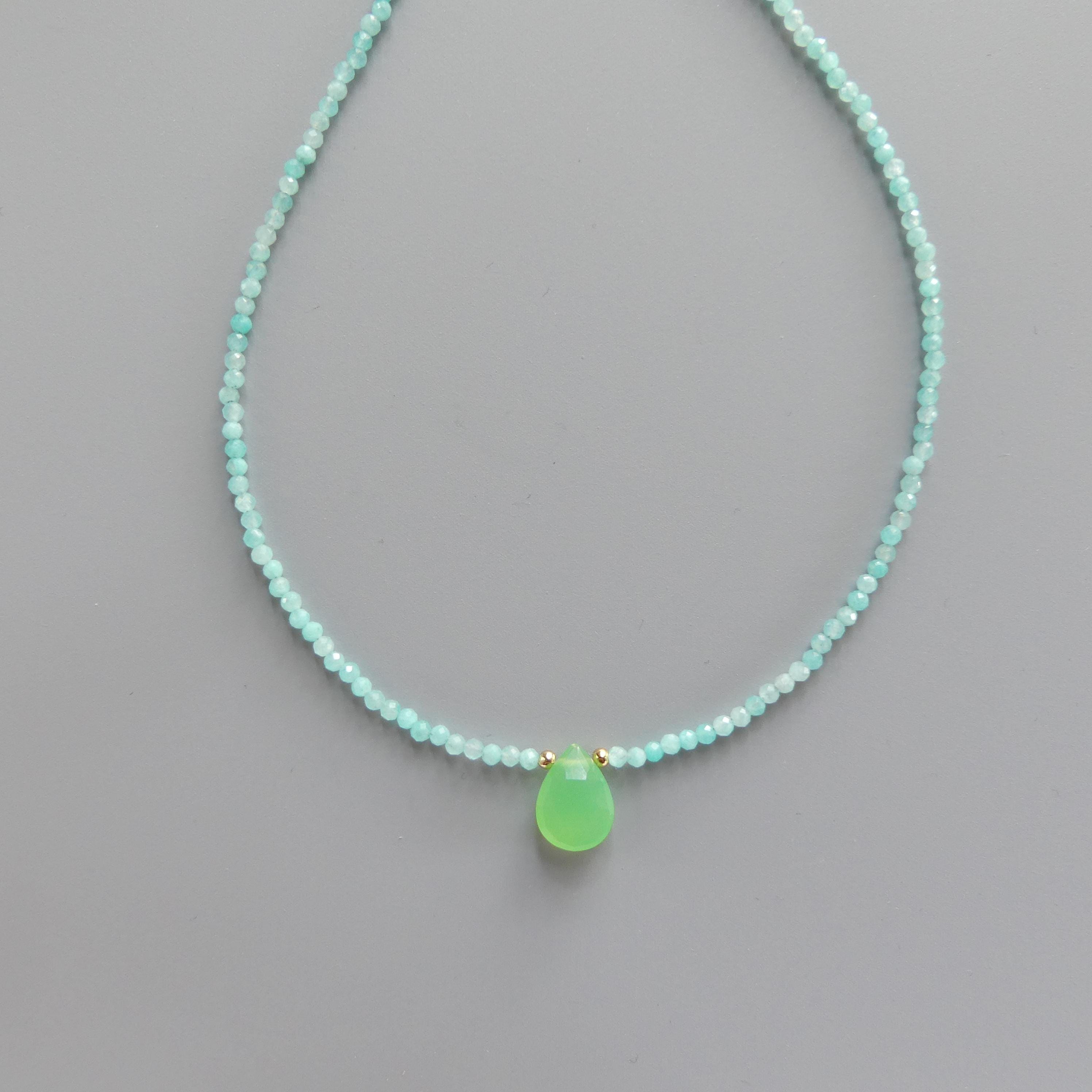 Tiny Amazonite Beaded Necklace Dainty Amazonite Choker Pastel Blue Crystal Necklace Layering Minimalist Jewelry Boho Chic Birthday Gift Wife