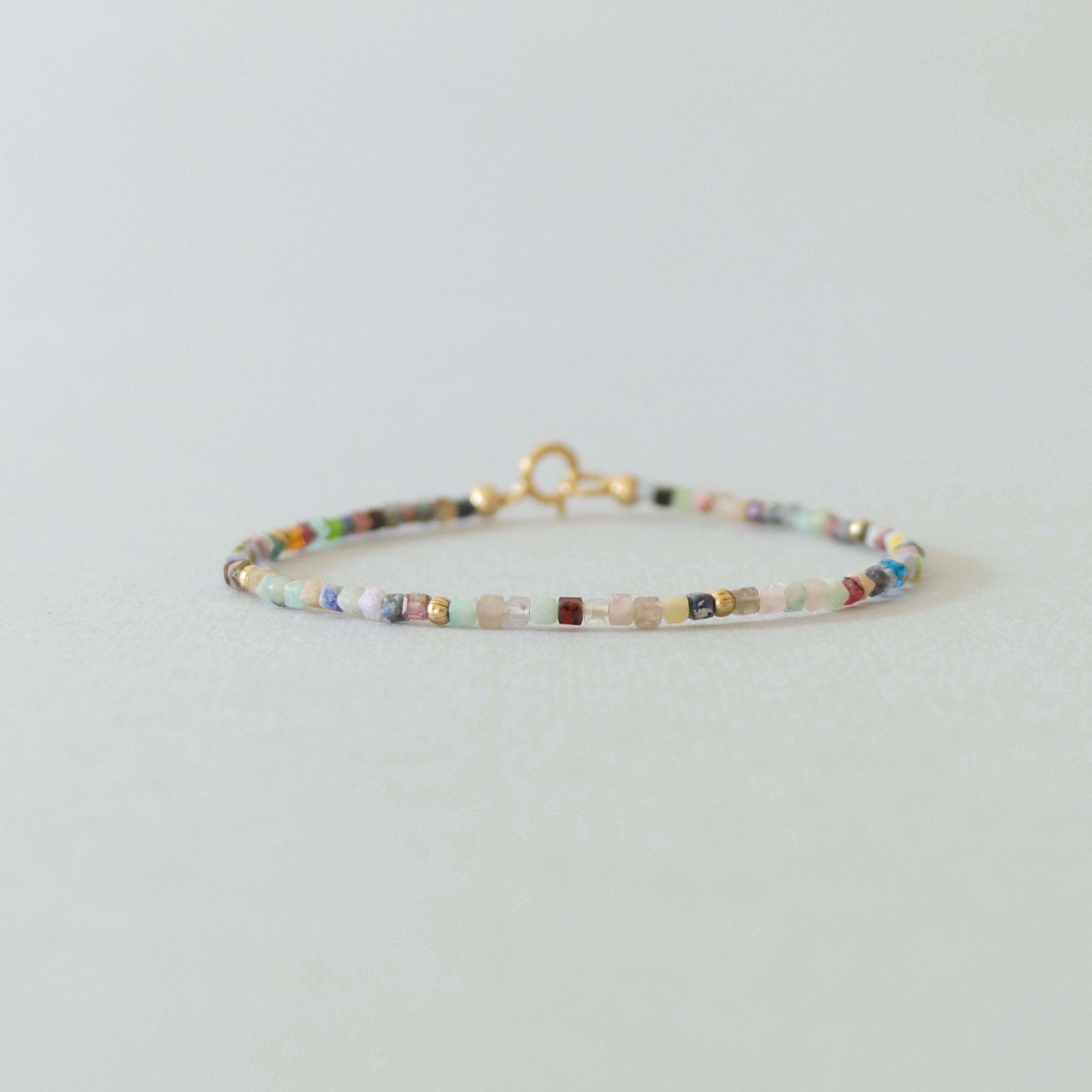 Tiny Colorful Bracelet -Dainty Multi Gemstone Bracelet