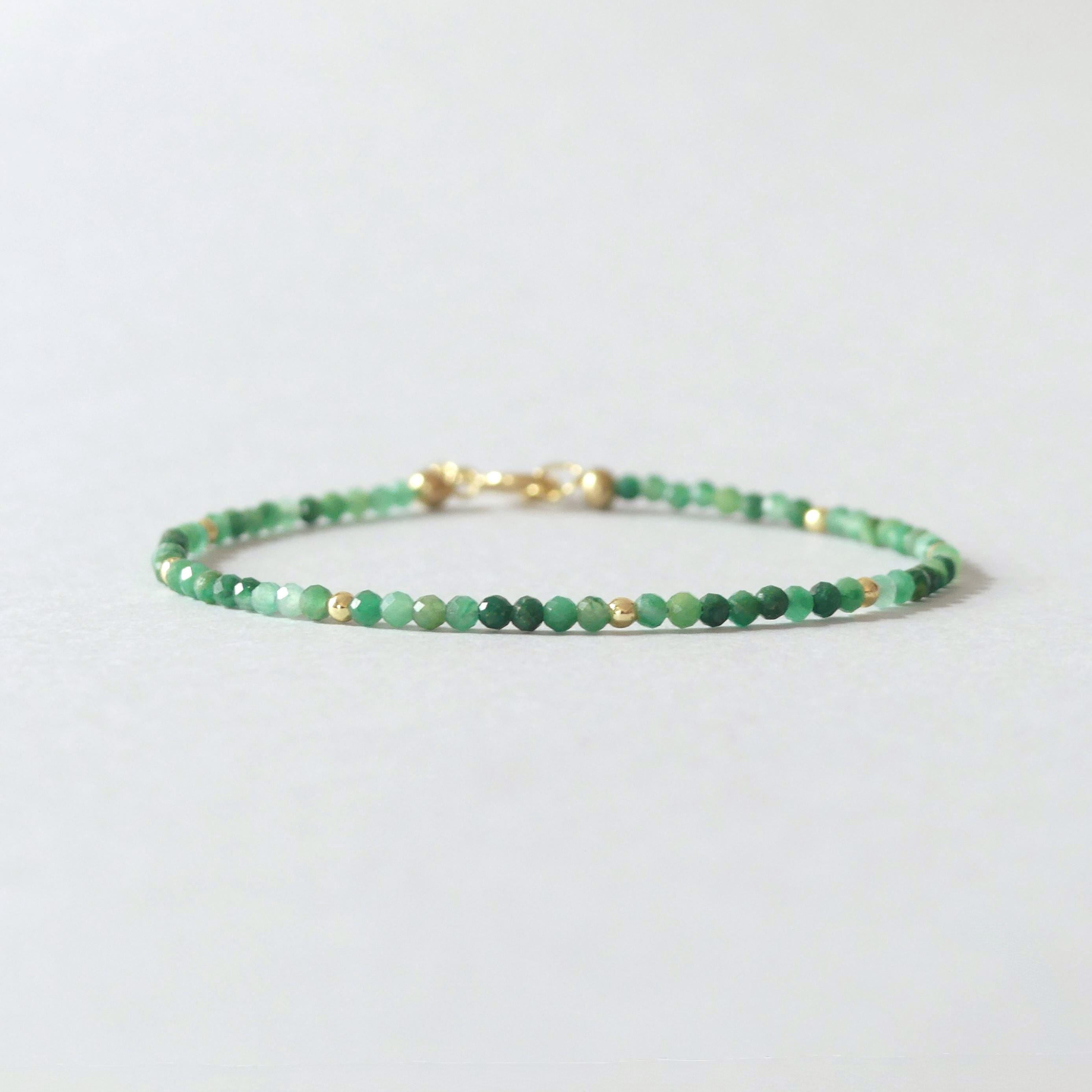Jade Bracelet Dainty Jadeite Beaded Bracelet Green Gemstone Minimalist Jewelry Stacking Bracelet Gift Birthday Present Friend Mom Bridesmaid
