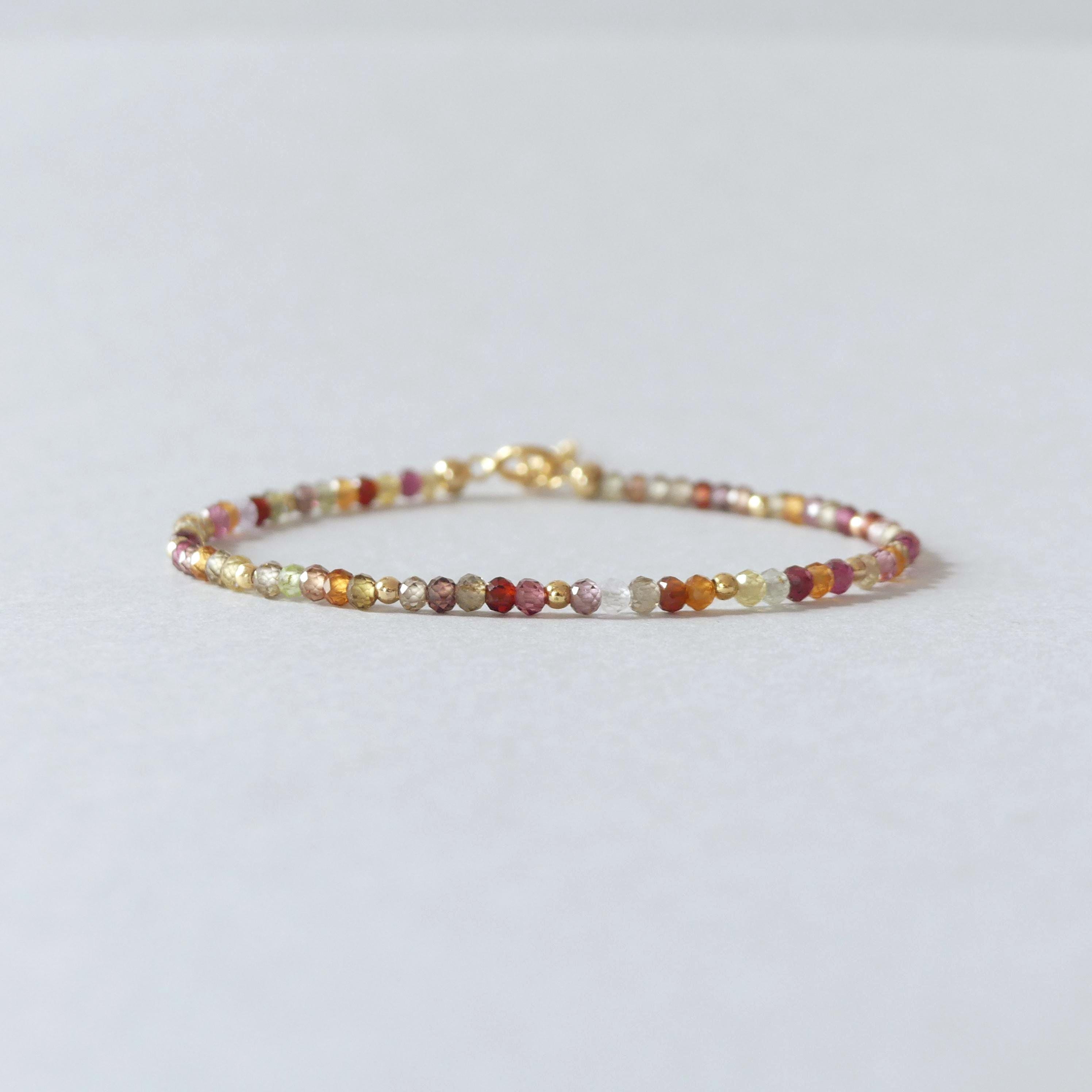 Tiny Colorful Sapphire Bracelet Dainty Tundra Sapphire Gemstone Beaded Bracelet Jewelry Minimalist September Birthstone Birthday Gift Wife