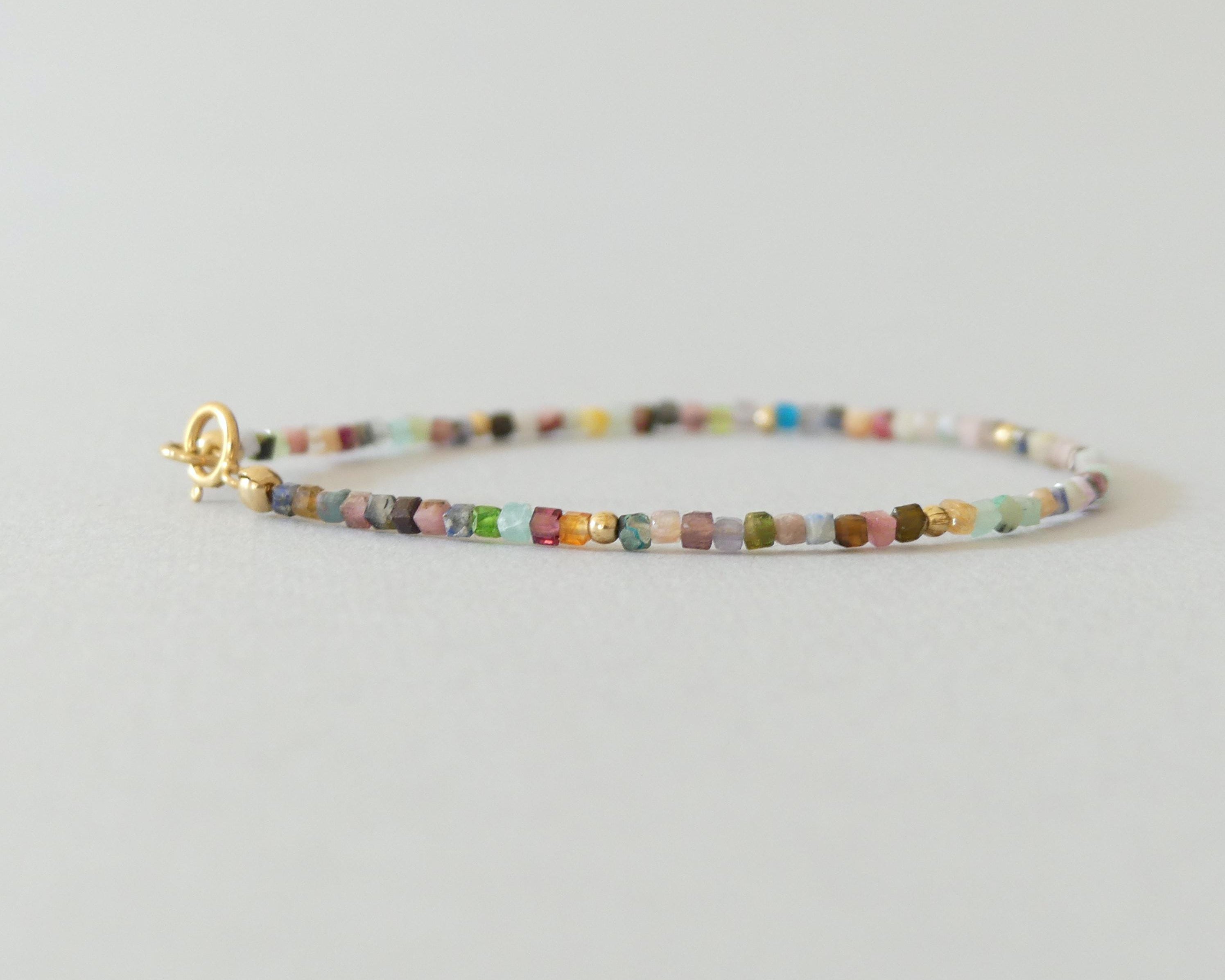 Tiny Colorful Bracelet -Dainty Multi Gemstone Bracelet