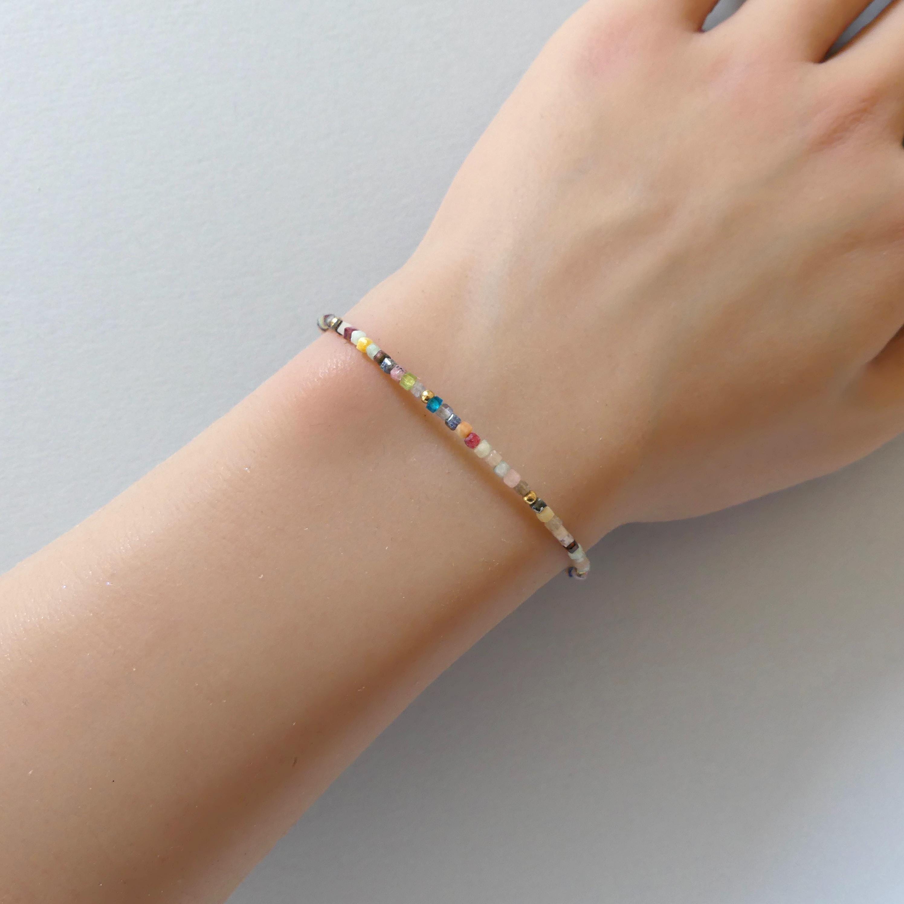 Tiny Colorful Bracelet -Dainty Multi Gemstone Bracelet