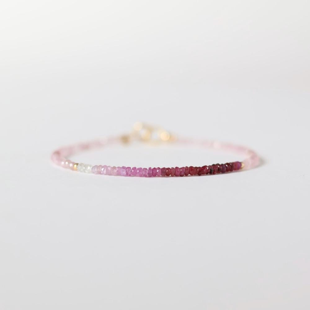 Tiny Ombre Ruby Bracelet Dainty Minimalist July Birthstone