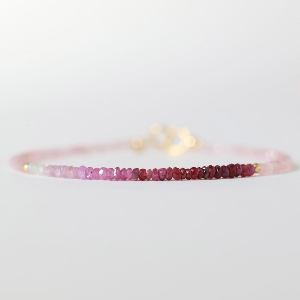 Tiny Ombre Ruby Bracelet Dainty Minimalist July Birthstone