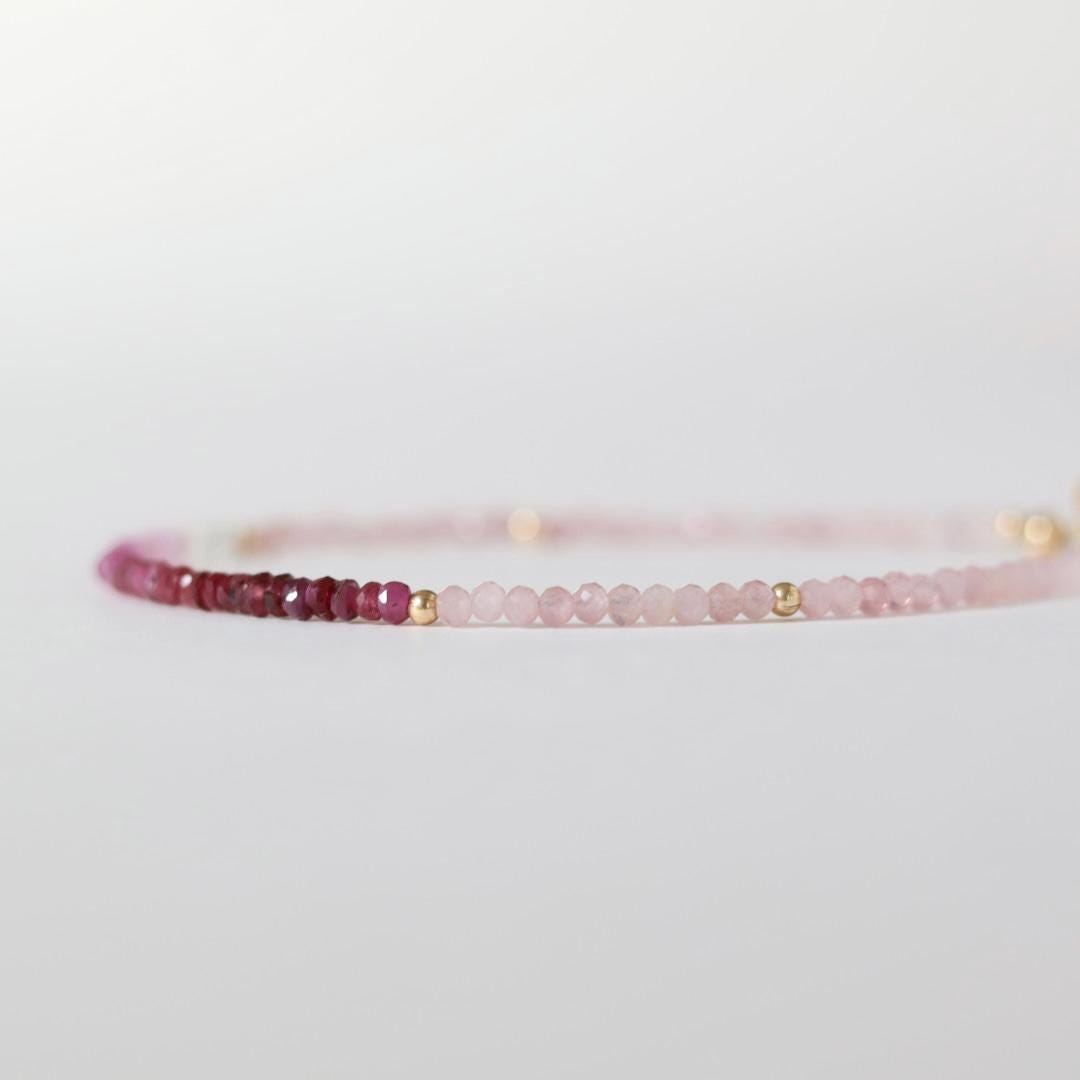 Tiny Ombre Ruby Bracelet Dainty Minimalist July Birthstone