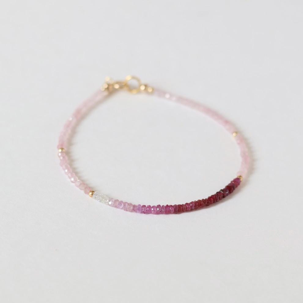 Tiny Ombre Ruby Bracelet Dainty Minimalist July Birthstone
