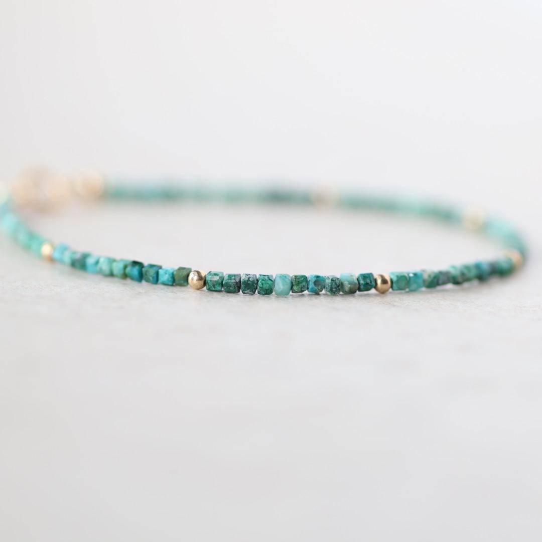 Tiny Malacholla Bracelet Dainty Malachite Bracelet Chrysocolla Gold filled Beaded Jewelry Minimalist Chic Everyday Stacking Gift for Women