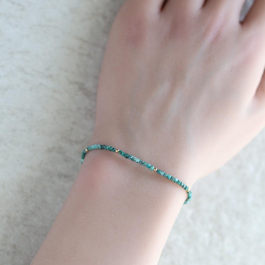 Tiny Malacholla Bracelet Dainty Malachite Bracelet Chrysocolla Gold filled Beaded Jewelry Minimalist Chic Everyday Stacking Gift for Women