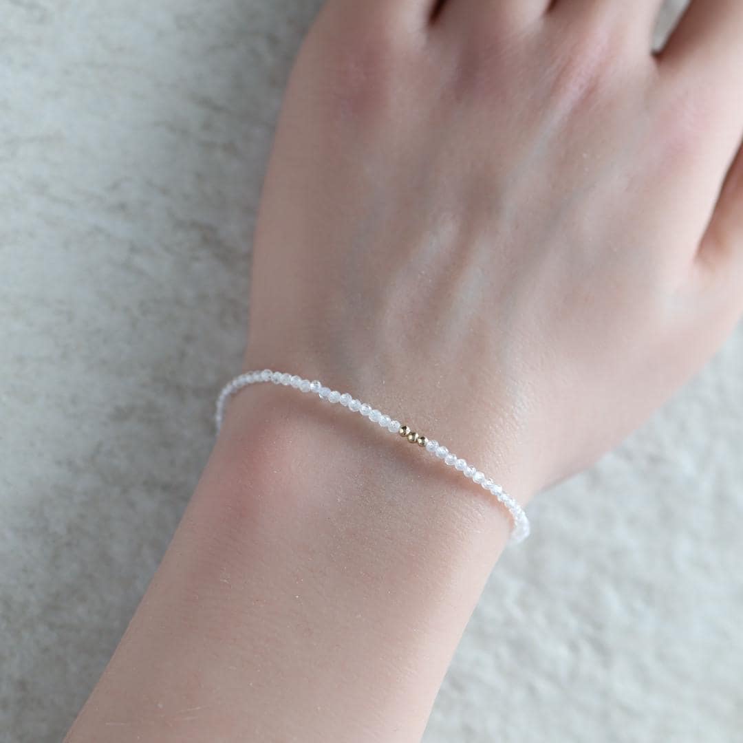 Tiny Diamond Bracelet White Zircon Dainty Gemstone Beaded Bracelet Sparkly Crystal Minimalist April Birthstone Birthday Gift for Women