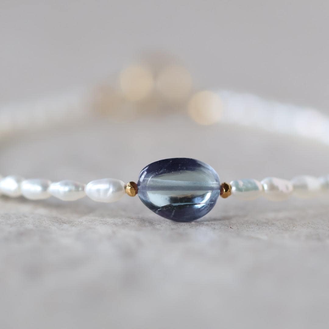 Tiny Alexandrite Bracelet Dainty Pearl Gemstone Beaded Jewelry Minimalist Stacking Bracelet Skinny June Birthstone Gift Bridesmaid Mom