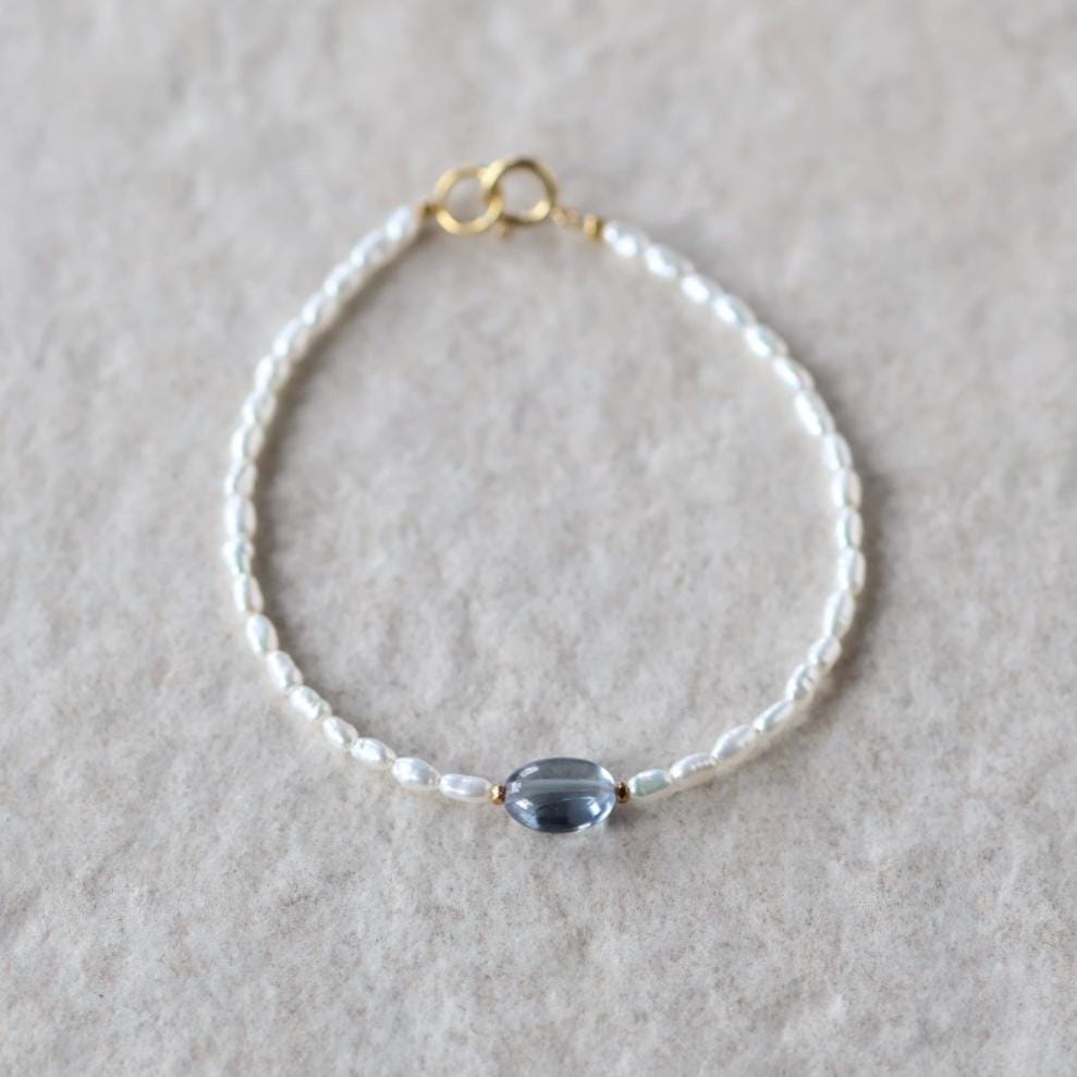 Tiny Alexandrite Bracelet Dainty Pearl Gemstone Beaded Jewelry Minimalist Stacking Bracelet Skinny June Birthstone Gift Bridesmaid Mom