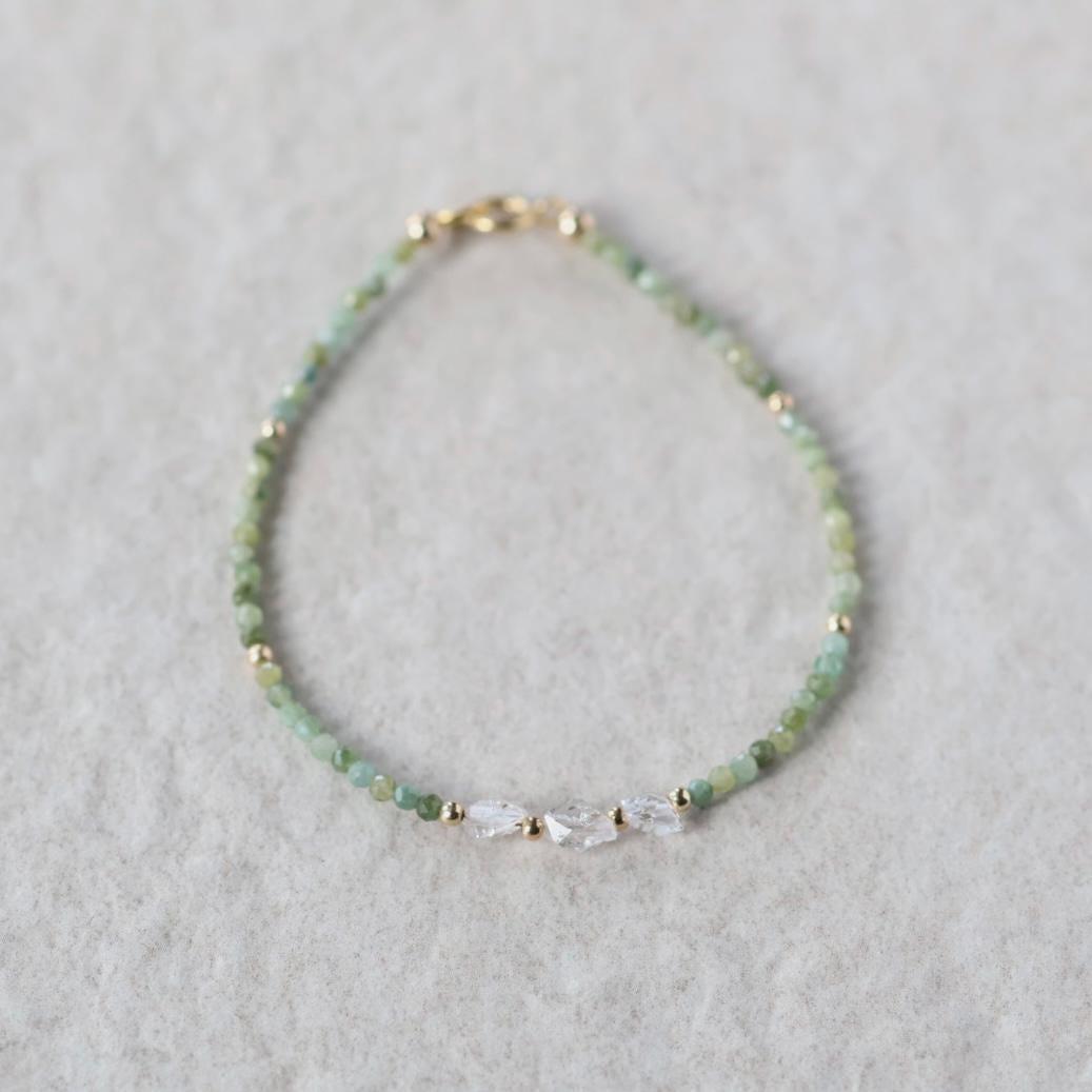 Tiny Green Tourmaline Bracelet Petroleum Quartz Dainty Gemstone Beaded Bracelet Green Jewelry Minimalist Gold Filled October Birthstone Gift