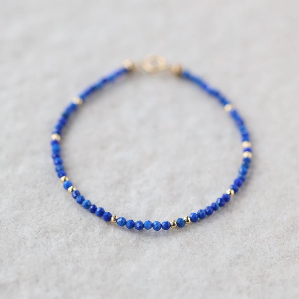 Tiny Lapis Lazuli Bracelet Dainty Gemstone Beaded Bracelet Stacking Minimalist Blue Crystal Bracelet Healing Jewelry Birthday Gift Daughter