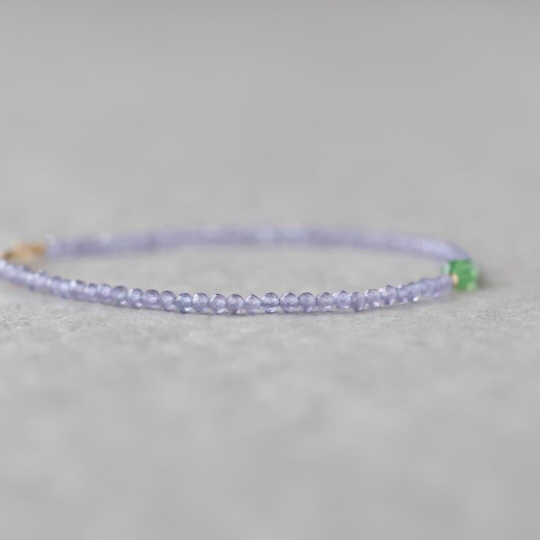 Tiny Lavender Quartz Bracelet Dainty Tsavorite Jewelry Minimalist Gemstone Beaded Lilac Bracelet Gold Filled Gift Bridesmaid Wife Girlfriend