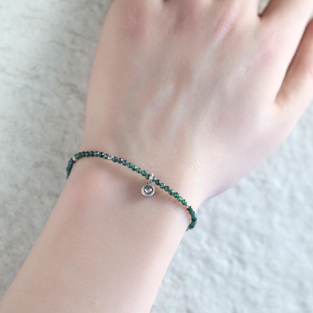 Natural Guatemala Jade Bracelet with Silver Heart Charm