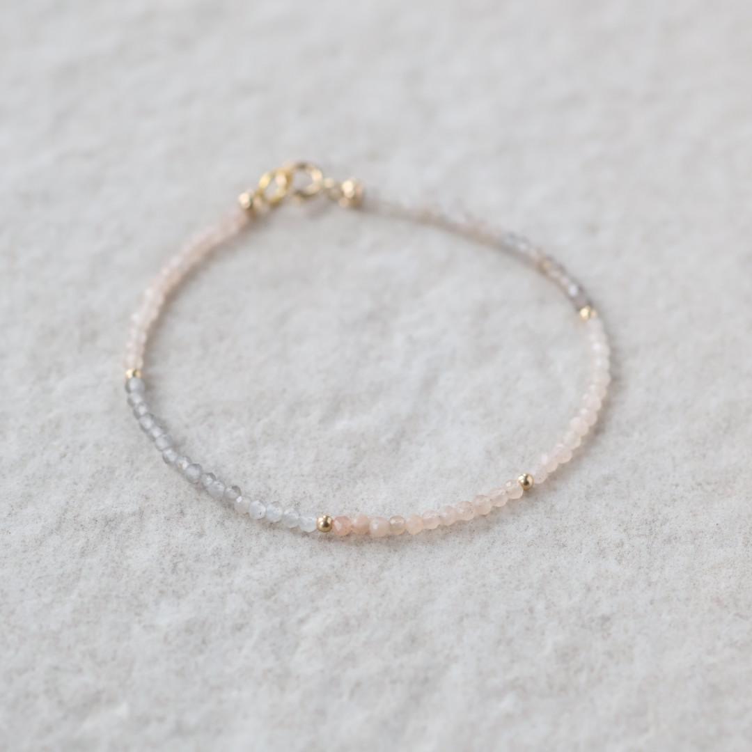 Tiny Ombré Moonstone Bracelet Dainty Colorful Moonstone Gemstone Beaded Jewelry Minimalist June Birthstone Birthday Gift Women Mom Wife