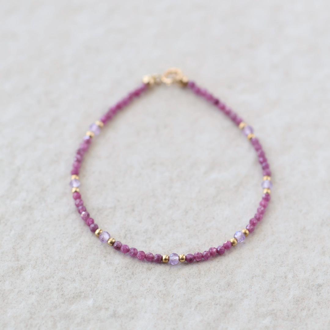 Tiny Ruby and Rose de France Amethyst Bracelet