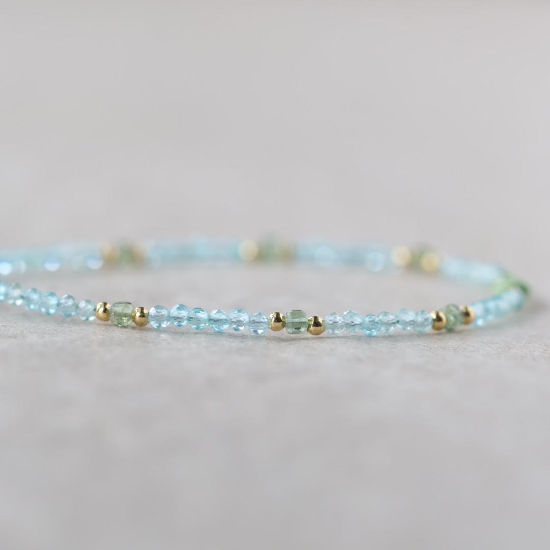 Tiny Apatite Bracelet Dainty Gemstone Beaded Bracelet Pastel Blue Green Crystal Jewelry Minimalist Stacking Birthday Gift Daughter Niece