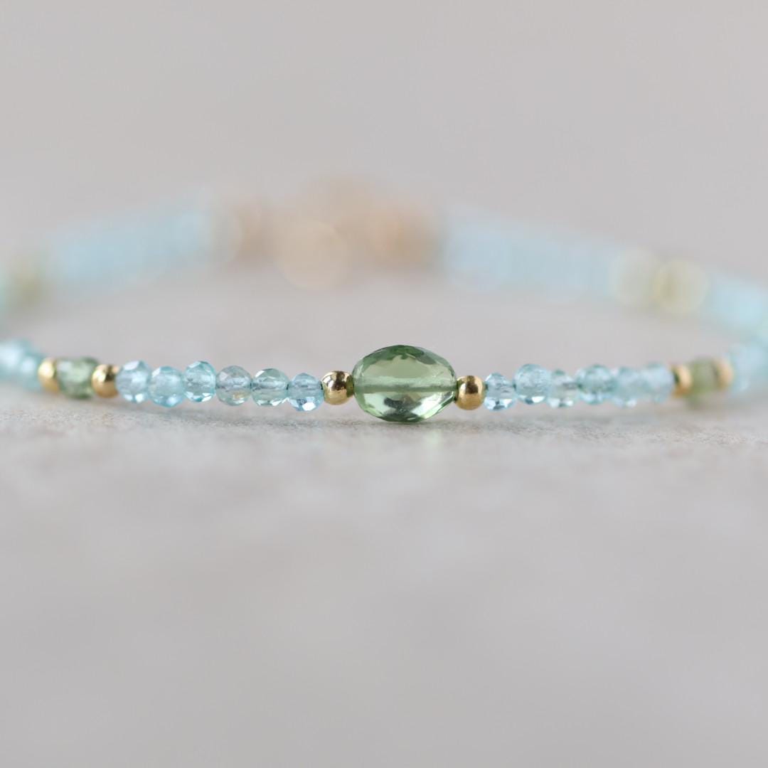 Tiny Apatite Bracelet Dainty Gemstone Beaded Bracelet Pastel Blue Green Crystal Jewelry Minimalist Stacking Birthday Gift Daughter Niece