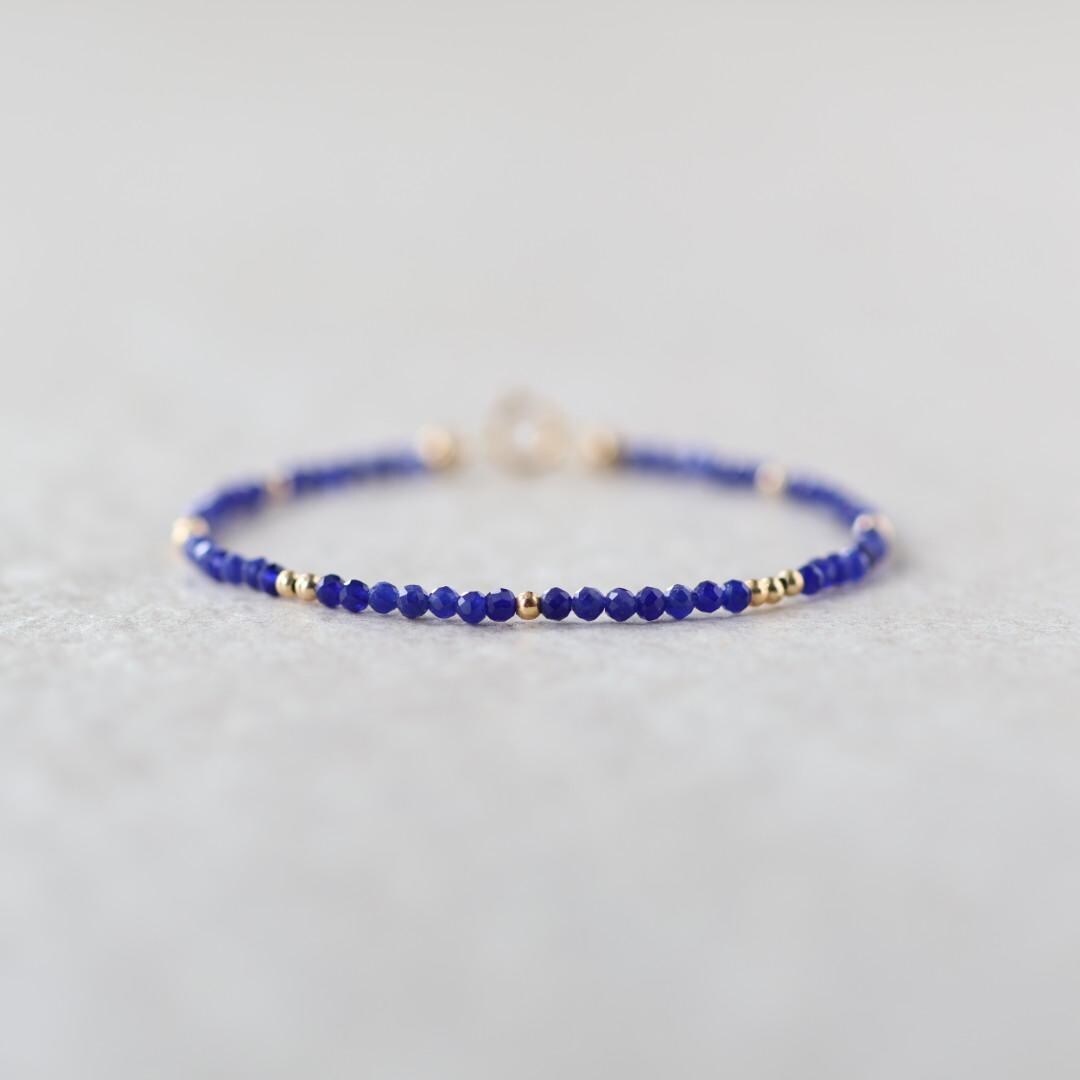 Tiny Sodalite Bracelet Dainty Gemstone Beaded Bracelet Stacking Minimalist Blue Crystal Bracelet Healing Jewelry Birthday Gift Daughter Wife