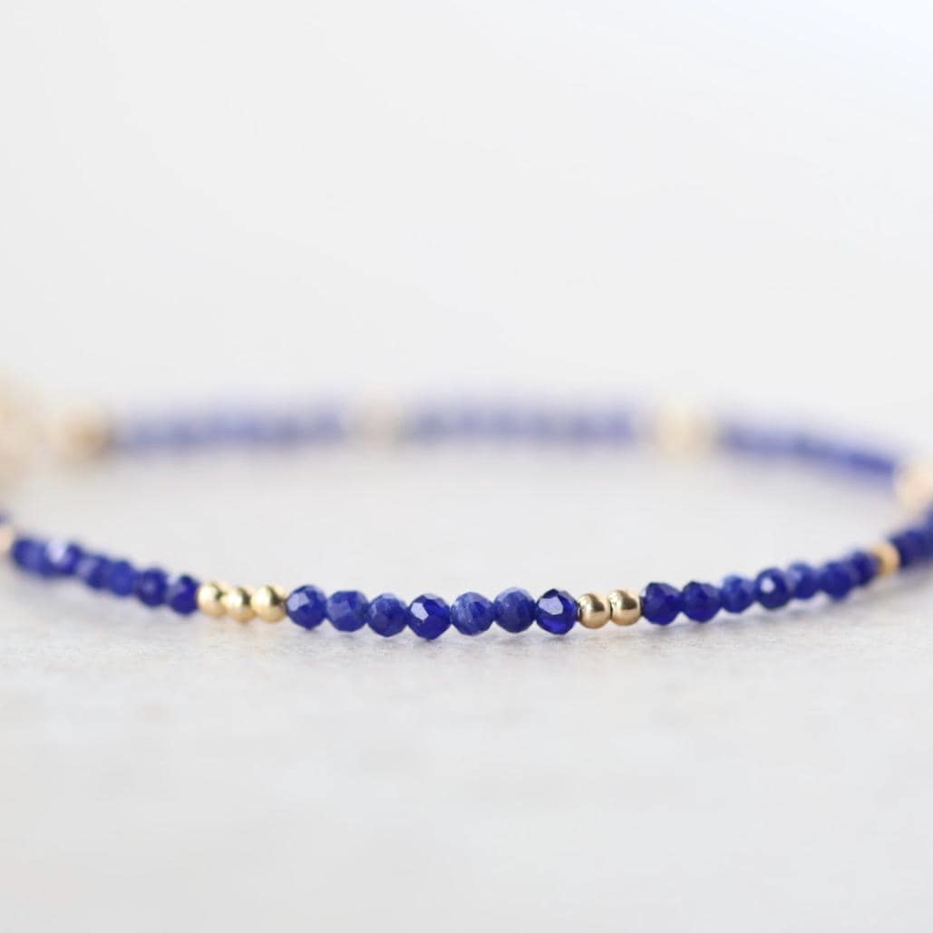 Tiny Sodalite Bracelet Dainty Gemstone Beaded Bracelet Stacking Minimalist Blue Crystal Bracelet Healing Jewelry Birthday Gift Daughter Wife