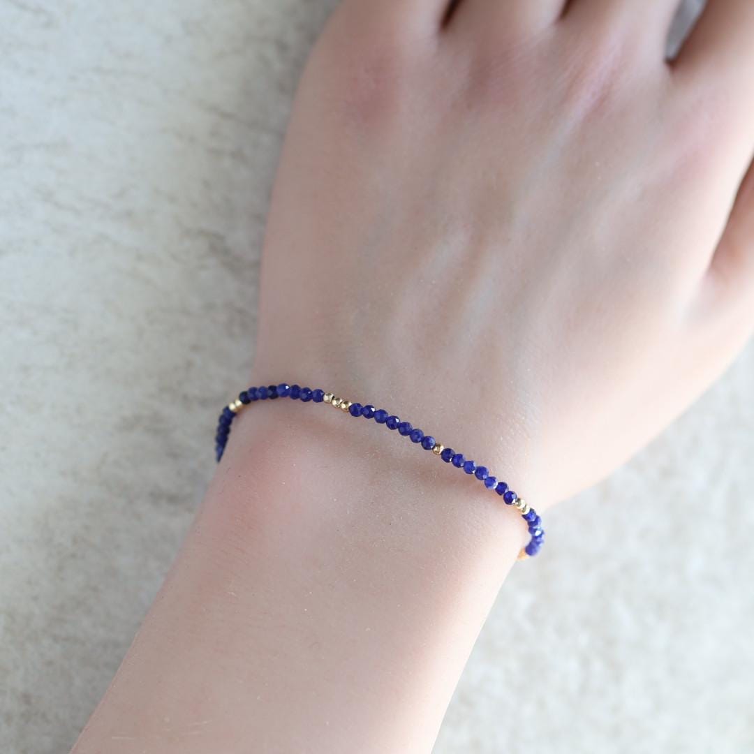 Tiny Sodalite Bracelet Dainty Gemstone Beaded Bracelet Stacking Minimalist Blue Crystal Bracelet Healing Jewelry Birthday Gift Daughter Wife